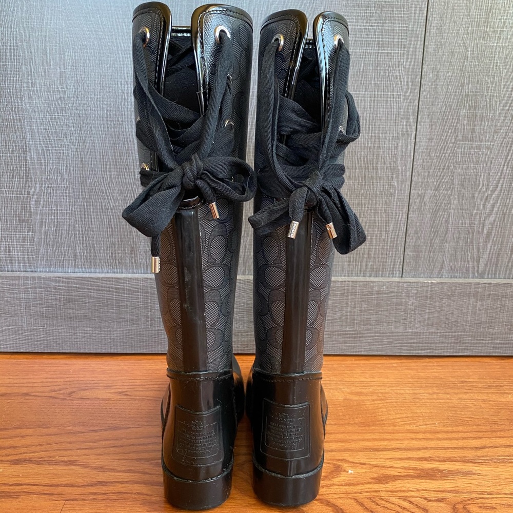Coach Tristee Logo Lace-Up Rain Boots
